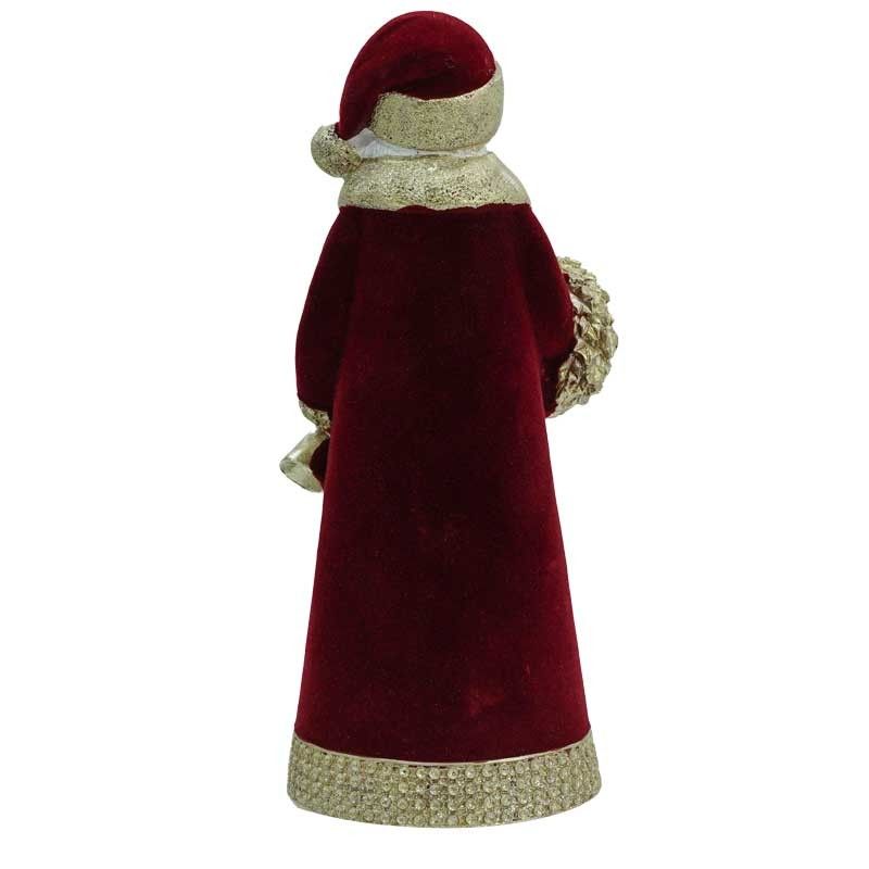 Babbo Natale in  Velluto Rosso con Ghirlanda Oro H.25,5 cm