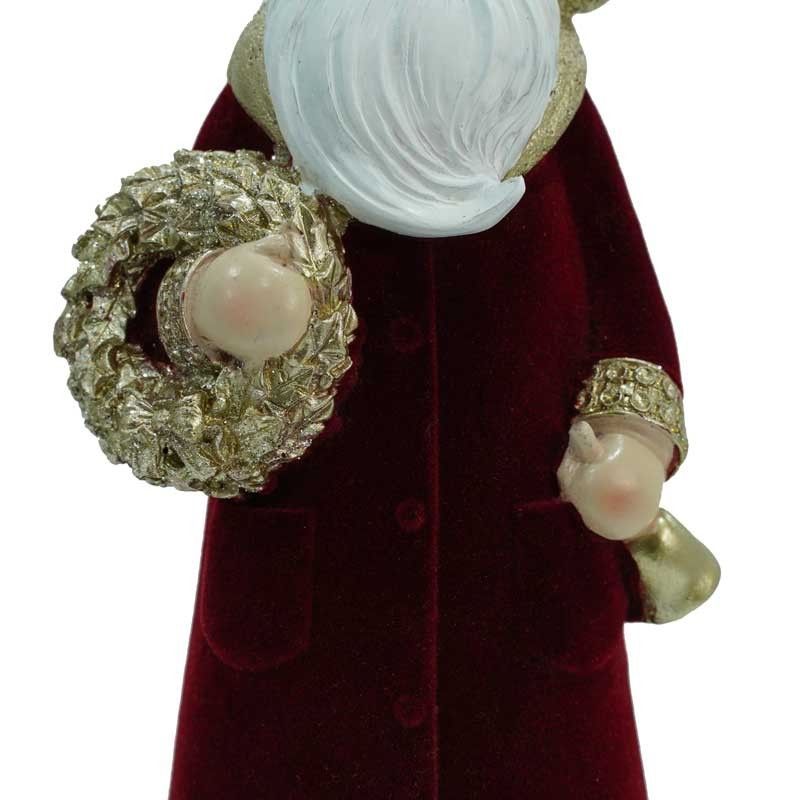 Babbo Natale in  Velluto Rosso con Ghirlanda Oro H.25,5 cm