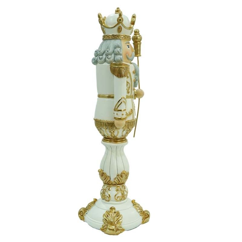 Schiaccianoci Natalizio Bianco e Oro in Resina H.36 cm