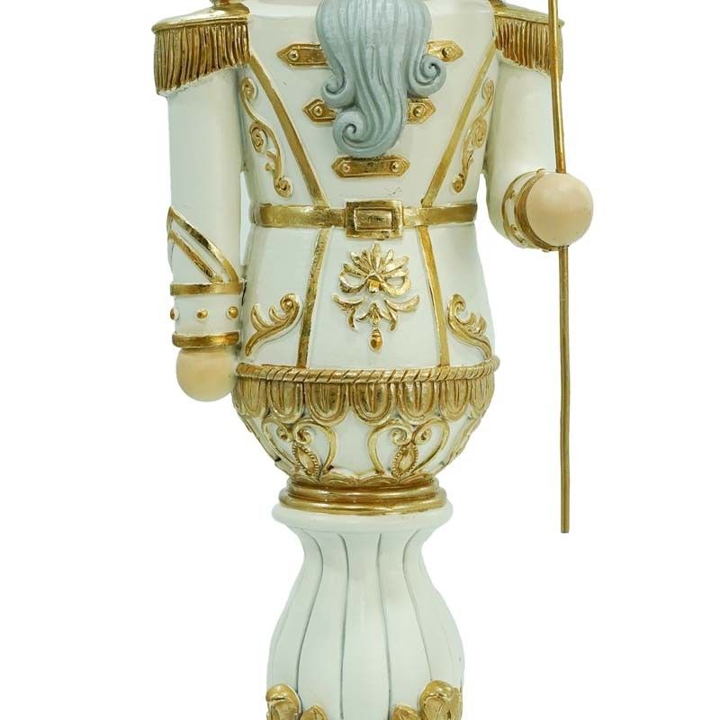 Schiaccianoci Natalizio Bianco e Oro in Resina H.36 cm