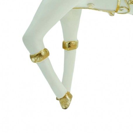 Renna Natalizia Bianca e Oro in Resina con Cappello H.30 cm