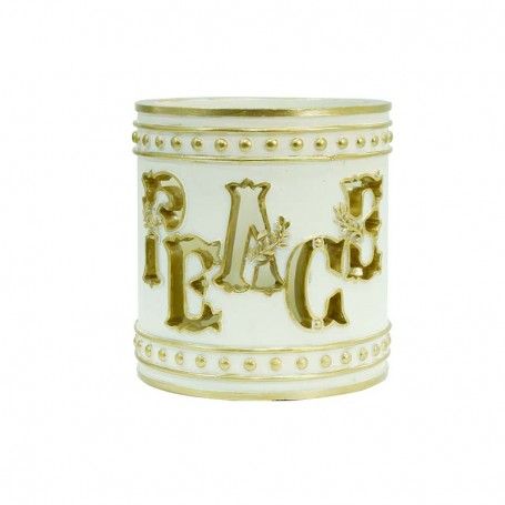 Porta Candela con Led Bianco e Oro in Resina D.11 cm Porta Candela con Led Bianco e Oro in Resina D.11 cm