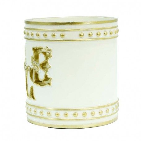 Porta Candela con Led Bianco e Oro in Resina D.11 cm Porta Candela con Led Bianco e Oro in Resina D.11 cm