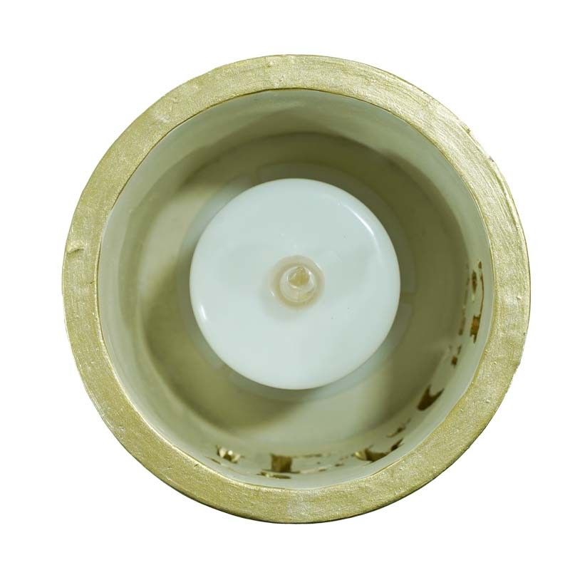 Porta Candela con Led Bianco e Oro in Resina D.11 cm