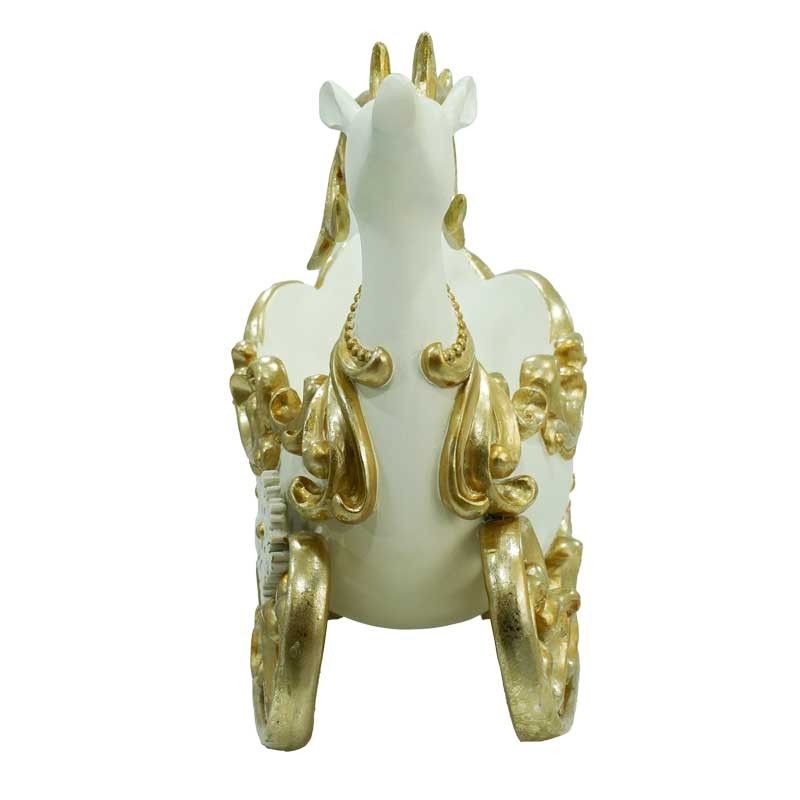 Renna Natalizia Contenitore Bianca e Oro in Resina H.28 cm