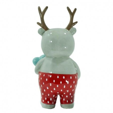 Orso in Ceramica Grigio con Corna H.23 cm