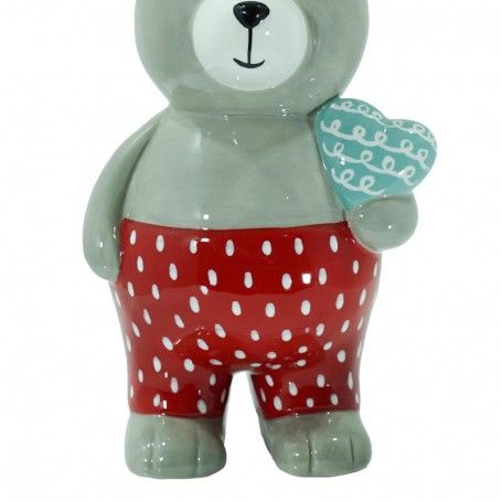 Orso in Ceramica Grigio con Corna H.23 cm
