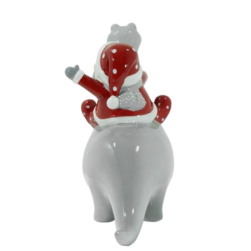 Babbo Natale con Dinosauro in Ceramica 2 Misure