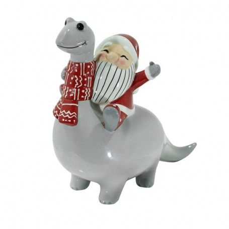 Babbo Natale con Dinosauro in Ceramica 2 Misure