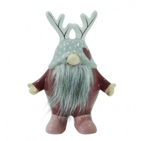 Gnomo Natalizio con Corna in Ceramica H.21 cm