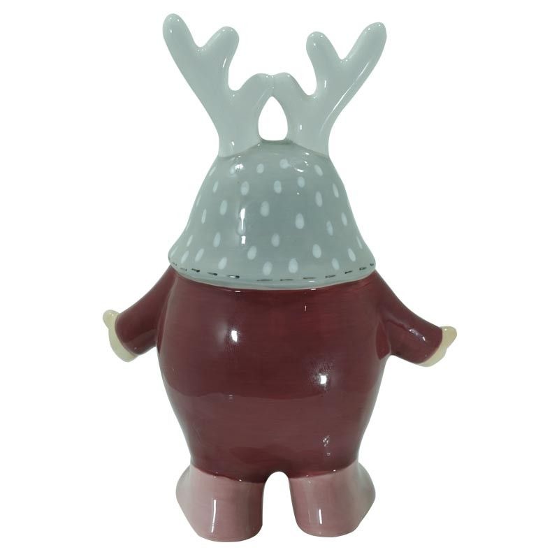 Gnomo Natalizio con Corna in Ceramica H.21 cm