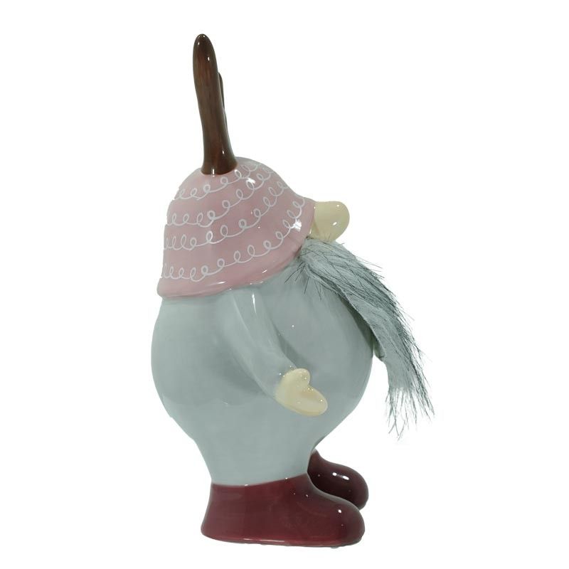 Gnomo Natalizio con Corna in Ceramica H.26 cm