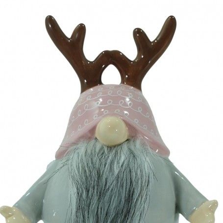 Gnomo Natalizio con Corna in Ceramica H.26 cm