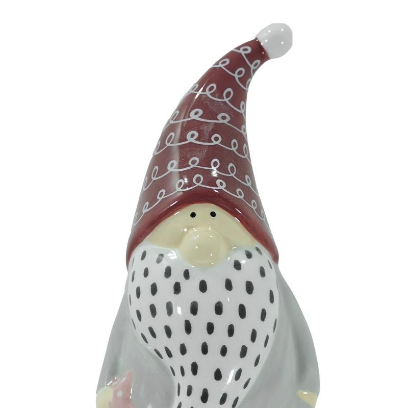 Gnomo Natalizio con Cappello in Ceramica H.22 cm