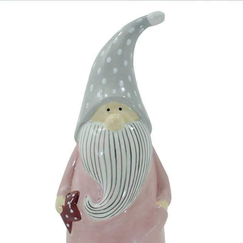 Gnomo Natalizio con Cappello in Ceramica H.31 cm