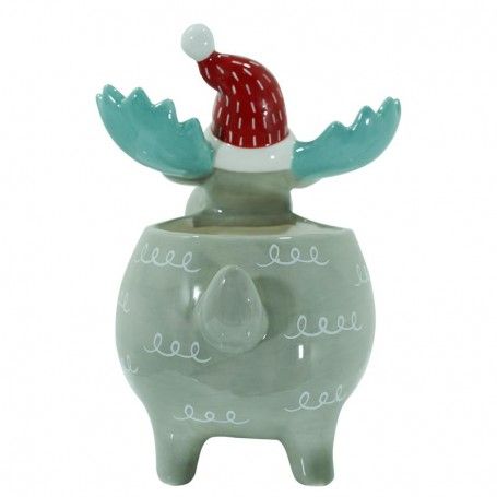 Renna Contenitore in Ceramica Grigia H.24,5 cm