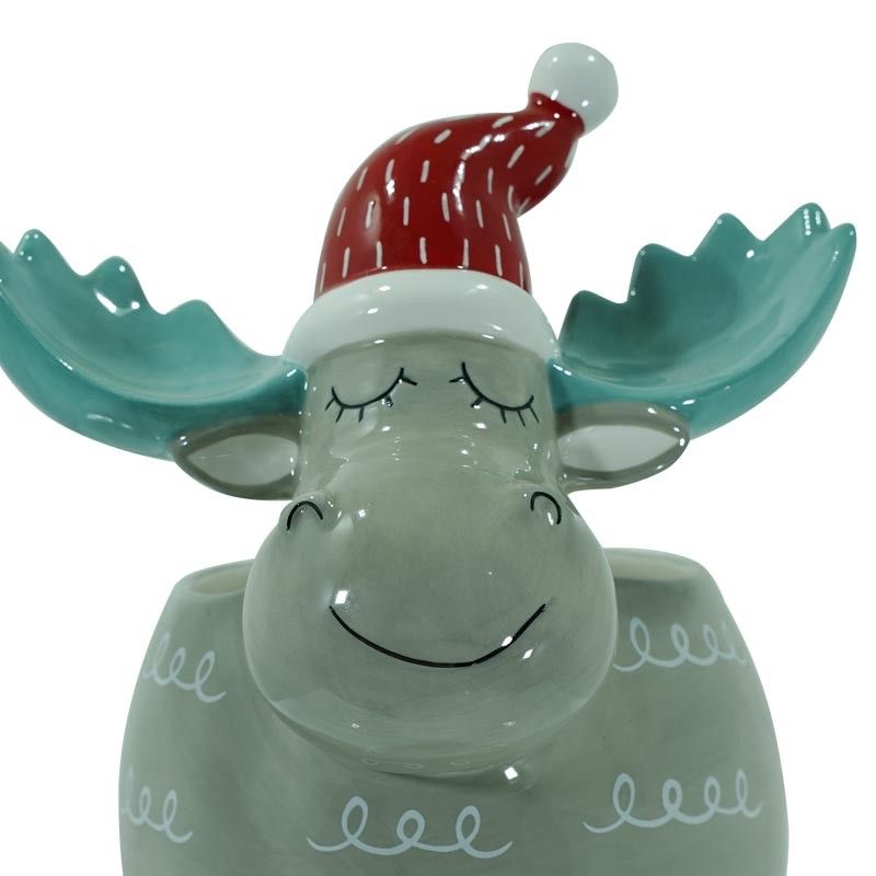 Renna Contenitore in Ceramica Grigia H.24,5 cm