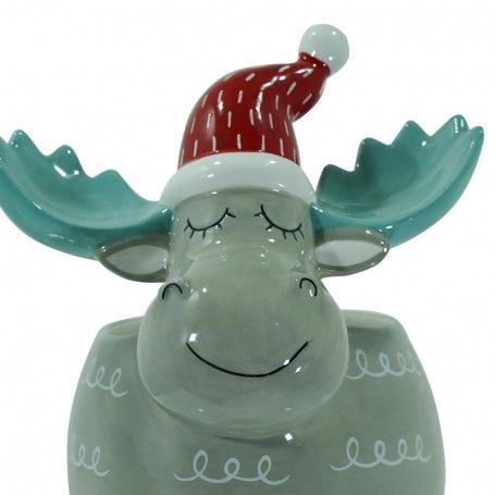 Renna Contenitore in Ceramica Grigia H.24,5 cm