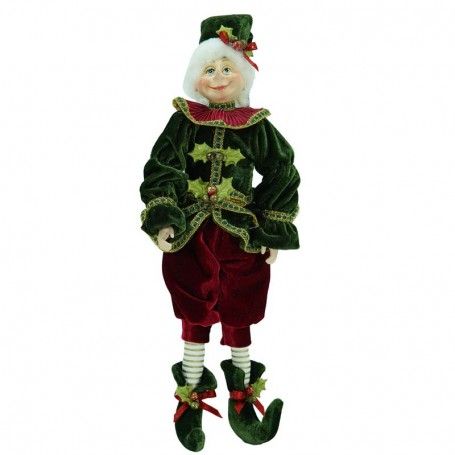 Elfo di Natale con Abito Verde e Rosso 3 Misure Elfo di Natale con Abito Verde e Rosso 3 Misure