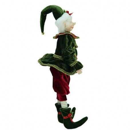 Elfo di Natale con Abito Verde e Rosso 3 Misure Elfo di Natale con Abito Verde e Rosso 3 Misure