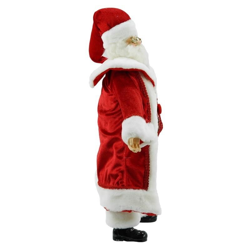 Babbo Natale in Piedi con Abito Rosso e Gilet a Quadri H.45 cm