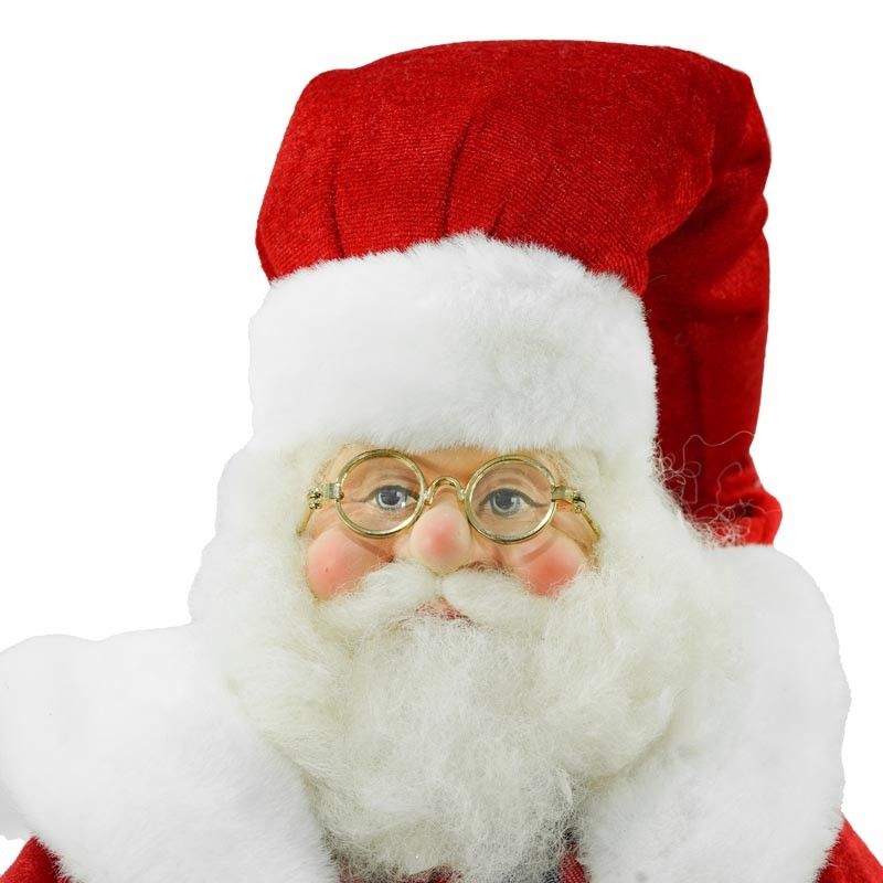 Babbo Natale in Piedi con Abito Rosso e Gilet a Quadri H.45 cm
