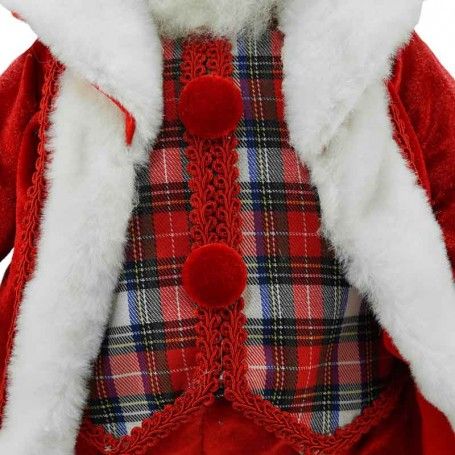 Babbo Natale in Piedi con Abito Rosso e Gilet a Quadri H.45 cm