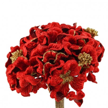 Ortensia in Velluto Rosso e Decori Oro L.60 cm Ortensia in Velluto Rosso e Decori Oro L.60 cm