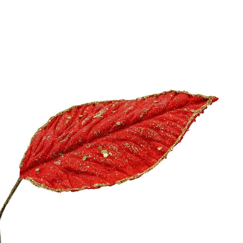 Ortensia in Velluto Rosso e Decori Oro L.60 cm