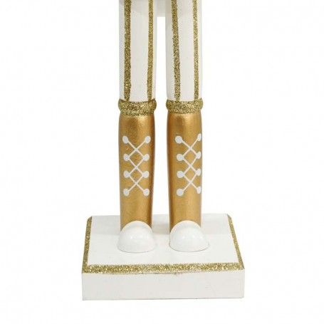 Schiaccianoci Natalizio in Legno Bianco e Oro con Spada H.38 e 60 cm