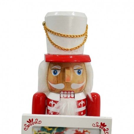 Schiaccianoci Portafoto Natalizio in Legno con Cornice H.38 cm Schiaccianoci Portafoto Natalizio in Legno con Cornice H.38 cm