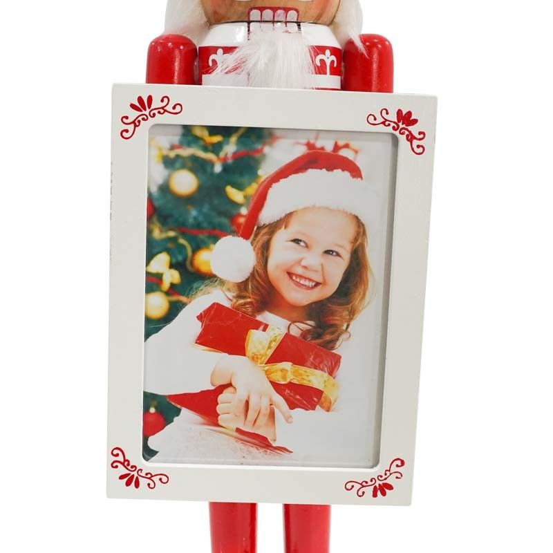 Schiaccianoci Portafoto Natalizio in Legno con Cornice H.38 cm
