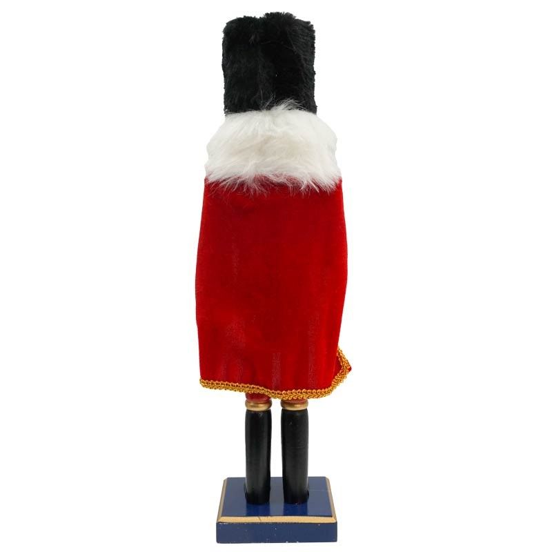 Schiaccianoci di Natale in Legno con Mantello Rosso H.38 cm