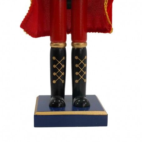 Schiaccianoci di Natale in Legno con Mantello Rosso H.38 cm