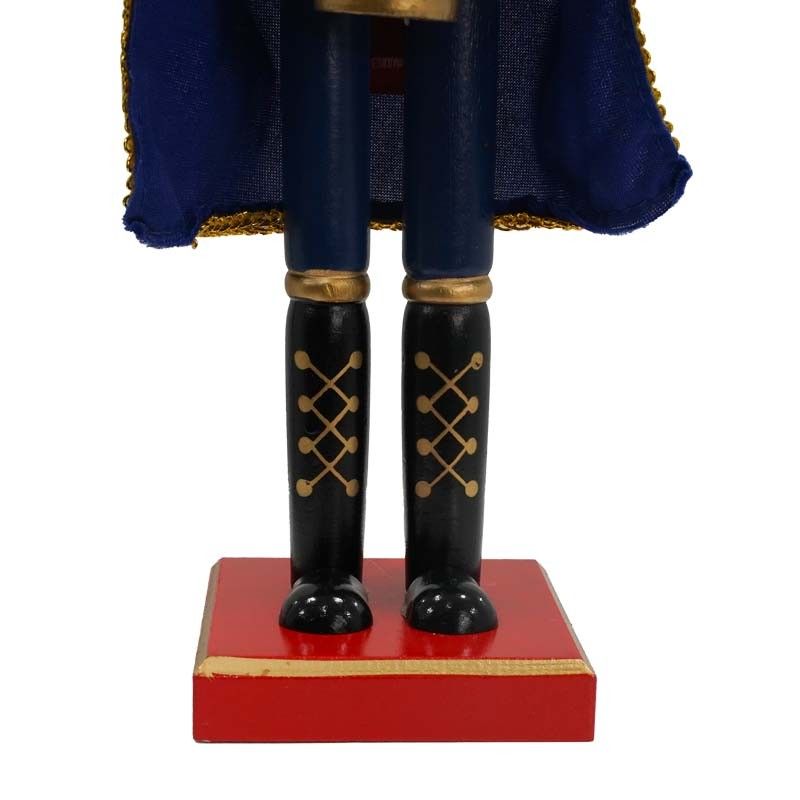 Schiaccianoci di Natale in Legno con Mantello Blu e Tamburo H.38 cm