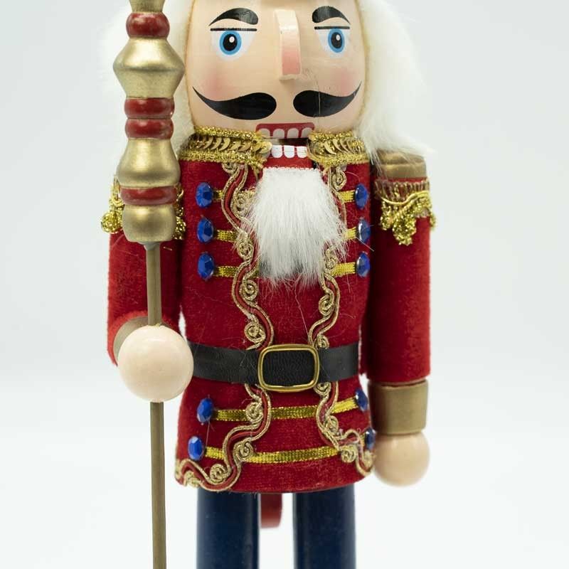 Schiaccianoci di Natale con Giacca di Velluto Rosso H.38 cm