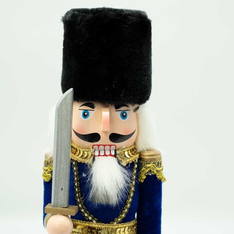 Schiaccianoci di Natale con Giacca di Velluto Blu H.38 cm