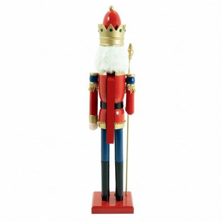 Schiaccianoci di Natale in Legno con Corona e Scettro H.82 cm