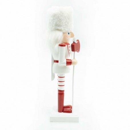 Schiaccianoci di Natale in Legno Bianco e Rosso con Ascia H.25 cm