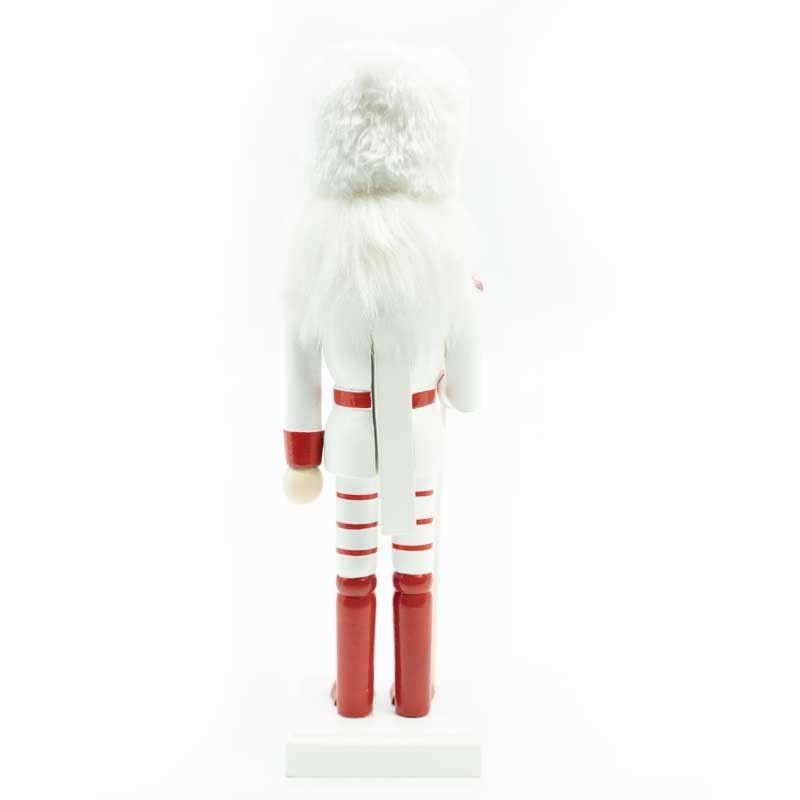 Schiaccianoci di Natale in Legno Bianco e Rosso con Ascia H.25 cm