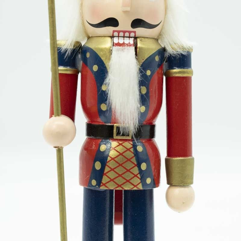 Schiaccianoci Natalizio in Uniforme con Corona e Scettro H.30 cm