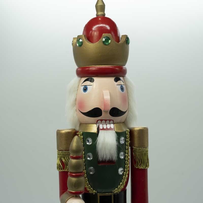 Schiaccianoci Natalizio in Uniforme con Corona e Scettro H.60 cm