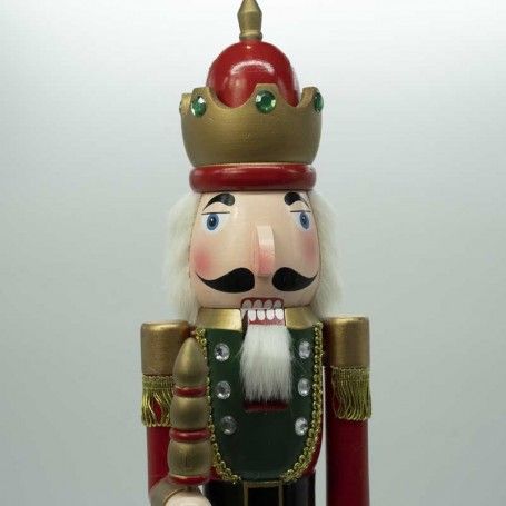 Schiaccianoci Natalizio in Uniforme con Corona e Scettro H.60 cm