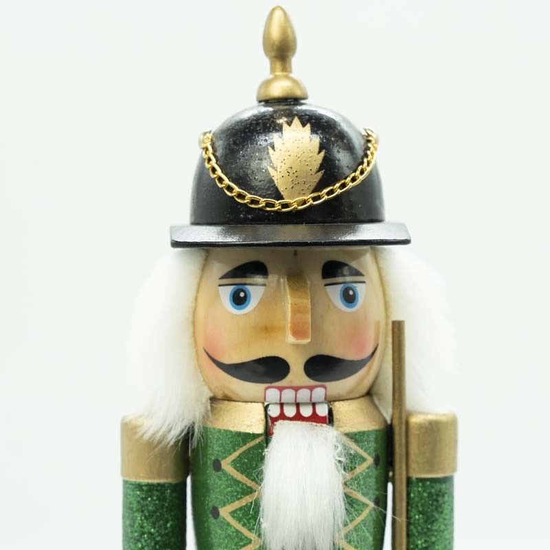 Schiaccianoci Natalizio in Uniforme Glitterata con Fucile H.38 cm