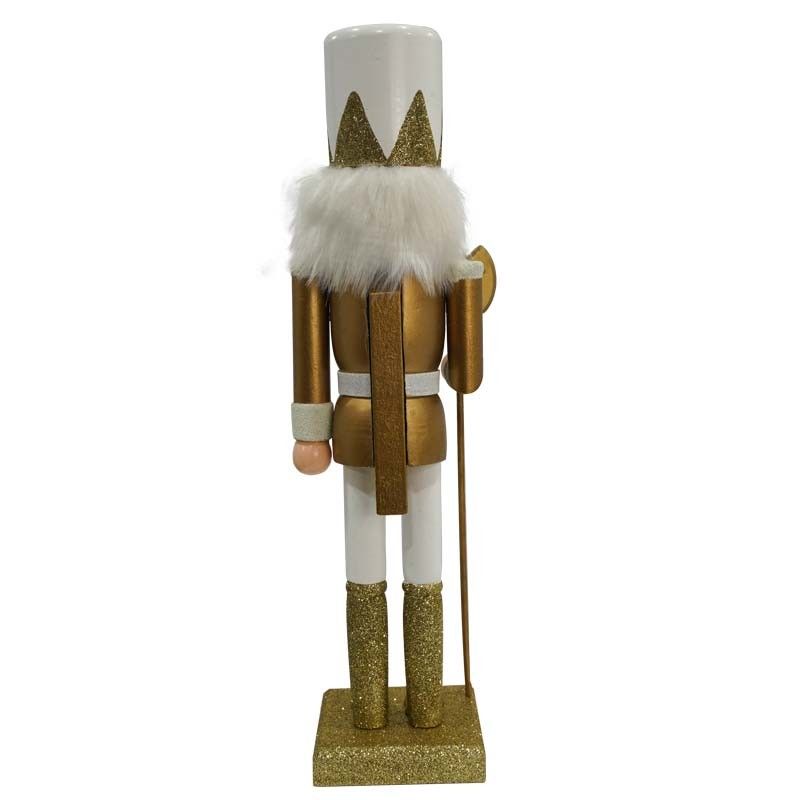 Schiaccianoci Natalizio in Legno Bianco e Oro con Ascia H.38 e 60 cm