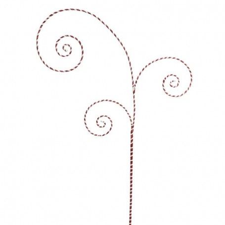 Bastoncino Natalizio a Spirale Bianco e Rosso Glitterato L.75 cm