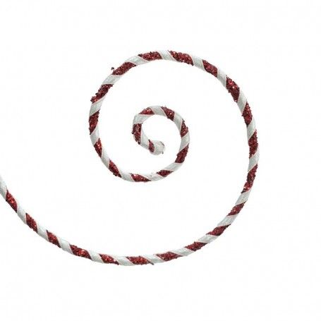 Bastoncino Natalizio a Spirale Bianco e Rosso Glitterato L.75 cm
