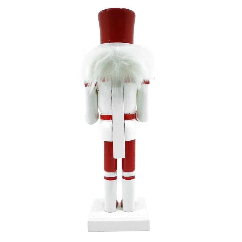 Schiaccianoci Natalizio in Legno Bianco e Rosso con Tamburo H.25 cm