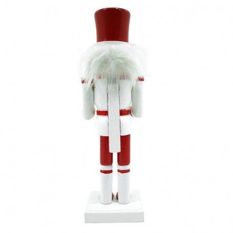 Schiaccianoci Natalizio in Legno Bianco e Rosso con Tamburo H.25 cm