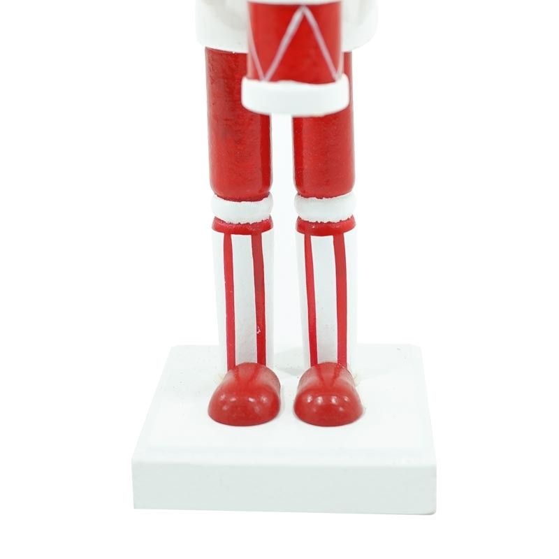 Schiaccianoci Natalizio in Legno Bianco e Rosso con Tamburo H.25 cm